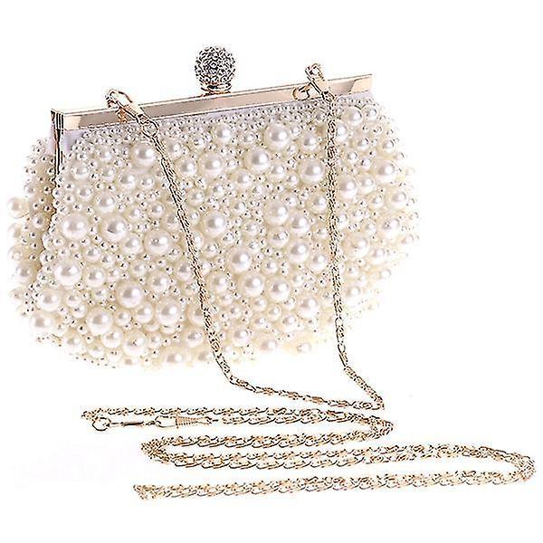Evening Wedding Clutch Pearl Handbag Small White Purse Bridesmaid Bag - Image 1