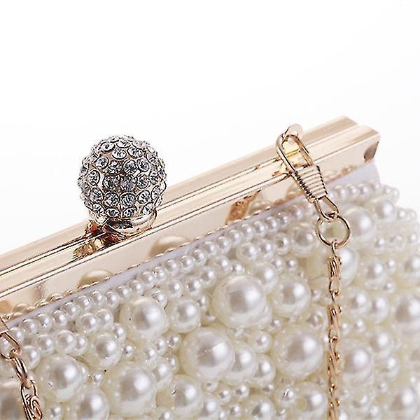 Evening Wedding Clutch Pearl Handbag Small White Purse Bridesmaid Bag - Image 3