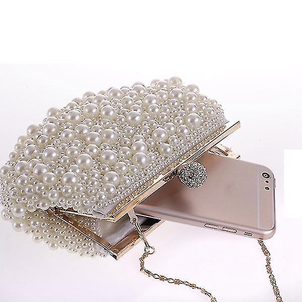 Evening Wedding Clutch Pearl Handbag Small White Purse Bridesmaid Bag - Image 4