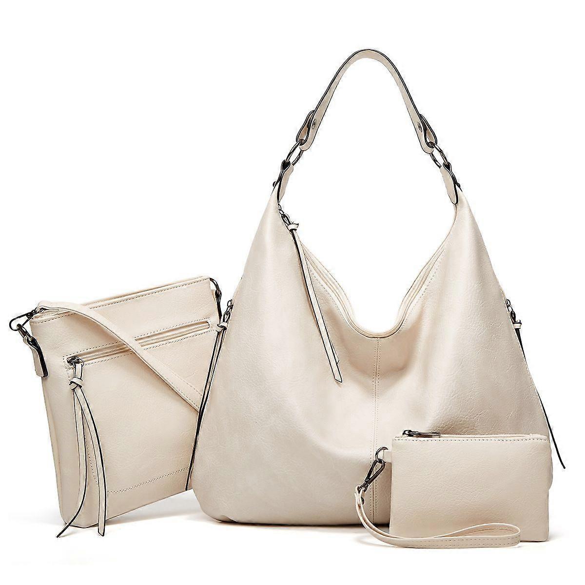 Women's Soft Leather Tote Bags 3pcs Fashion Handbag Wallet Shoulder Purse Set - Image 1