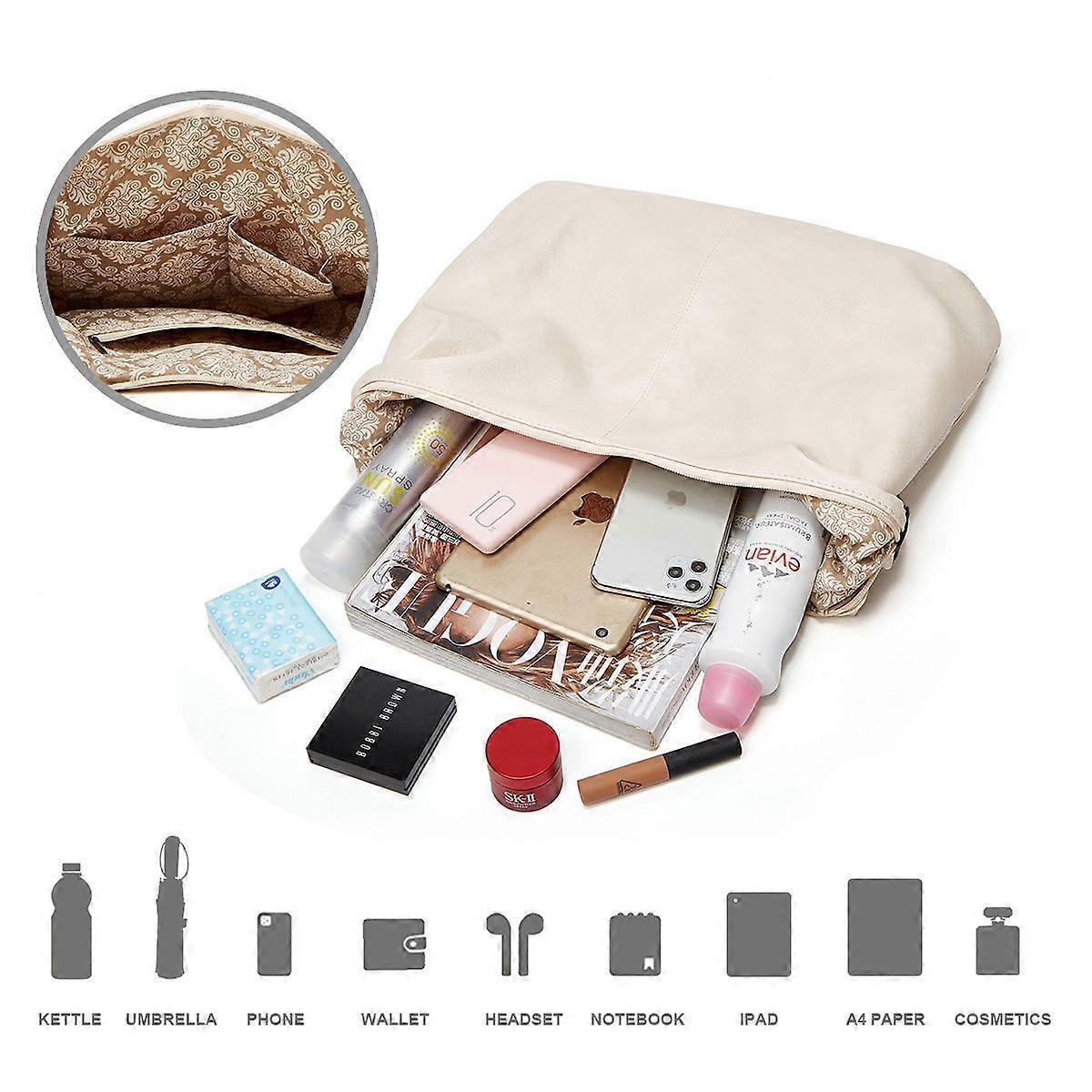 Women's Soft Leather Tote Bags 3pcs Fashion Handbag Wallet Shoulder Purse Set - Image 5