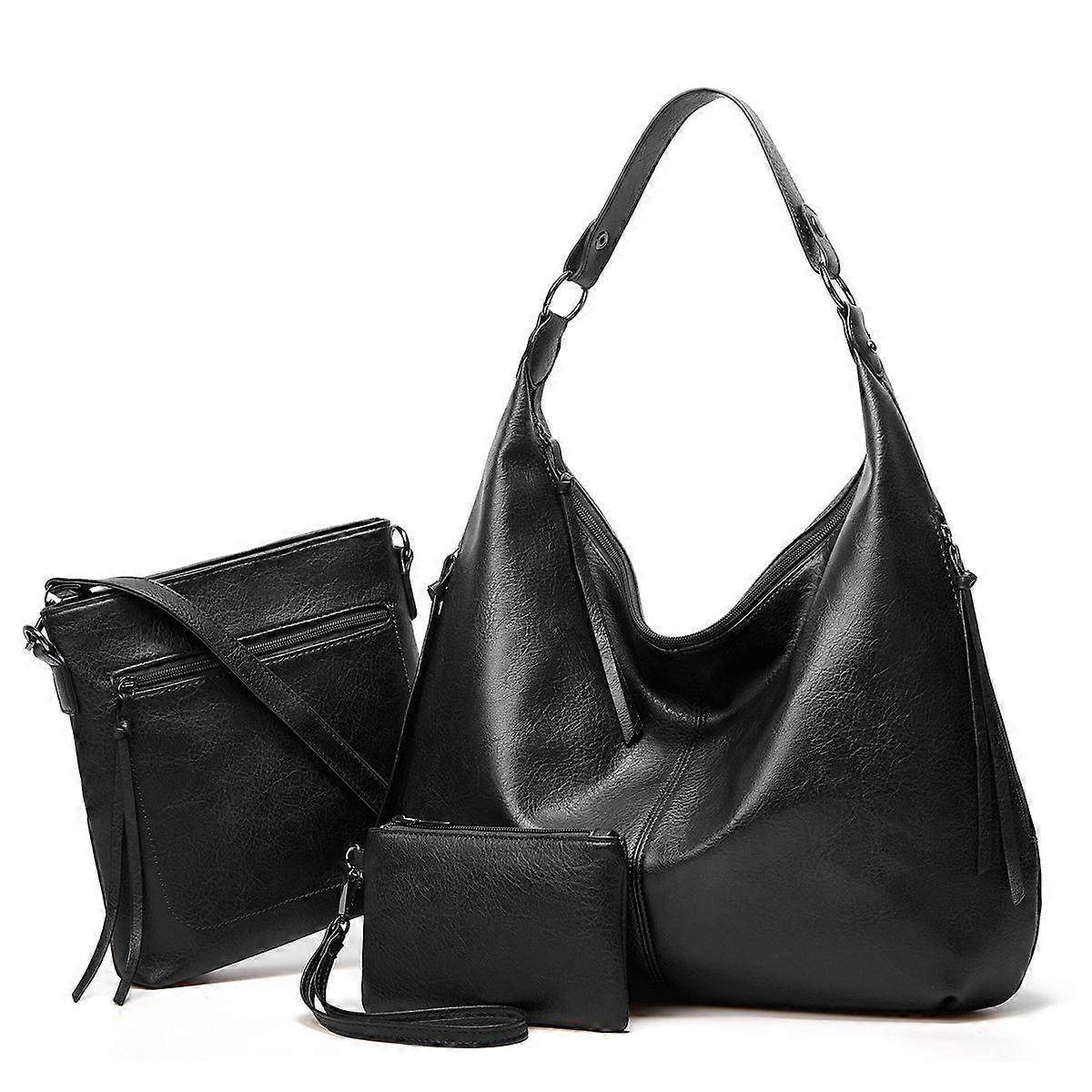 Women's Soft Leather Tote Bags 3pcs Fashion Handbag Wallet Shoulder Purse Set - Image 1