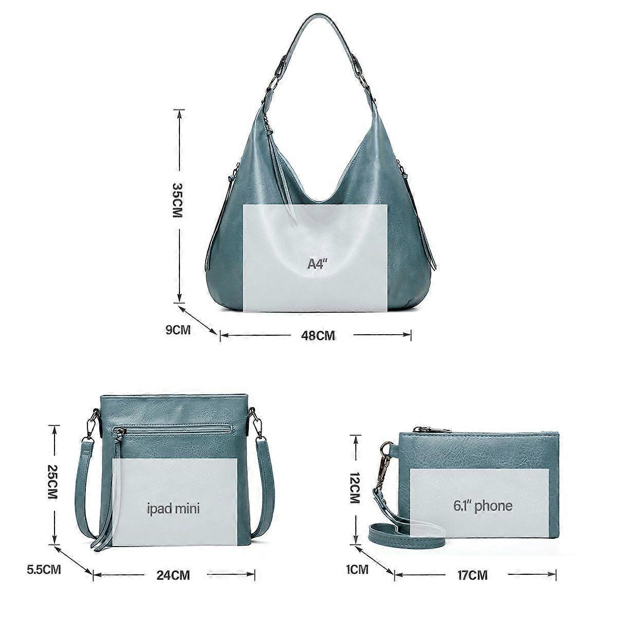 Women's Soft Leather Tote Bags 3pcs Fashion Handbag Wallet Shoulder Purse Set - Image 4