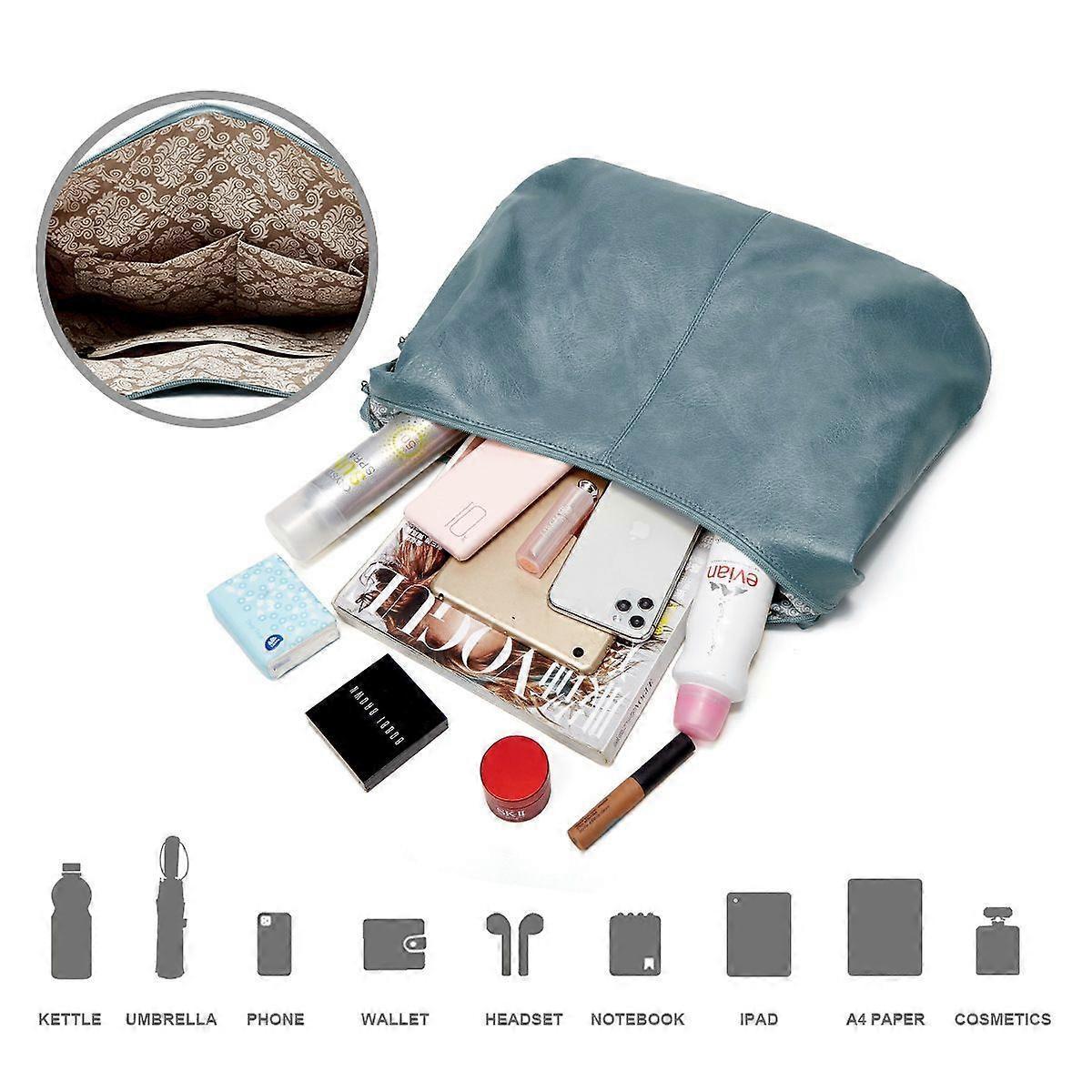 Women's Soft Leather Tote Bags 3pcs Fashion Handbag Wallet Shoulder Purse Set - Image 5