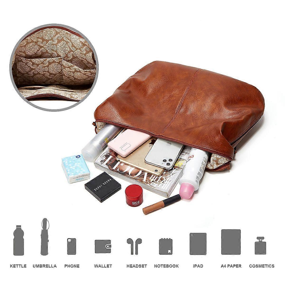Women's Soft Leather Tote Bags 3pcs Fashion Handbag Wallet Shoulder Purse Set - Image 2