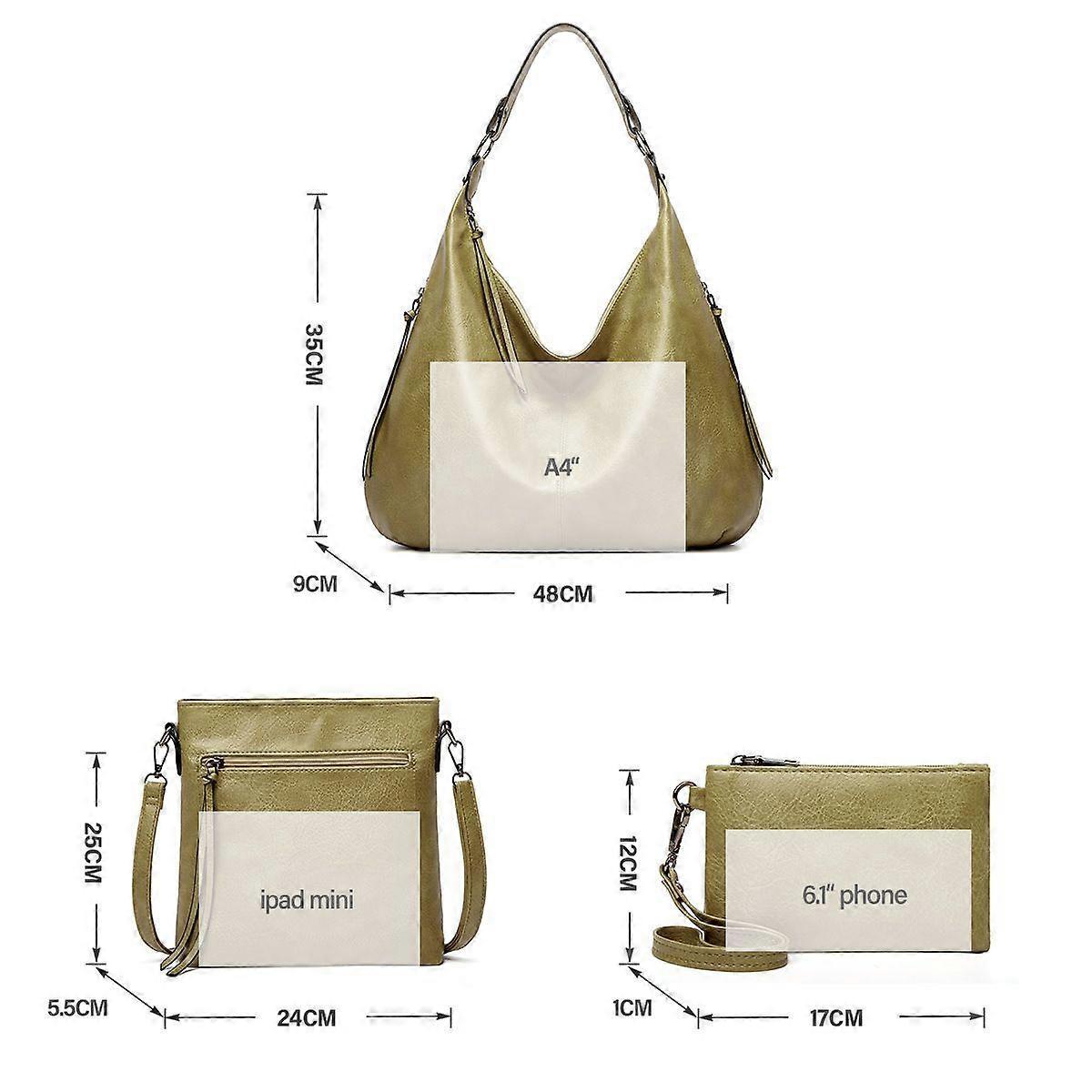 Women's Soft Leather Tote Bags 3pcs Fashion Handbag Wallet Shoulder Purse Set - Image 4