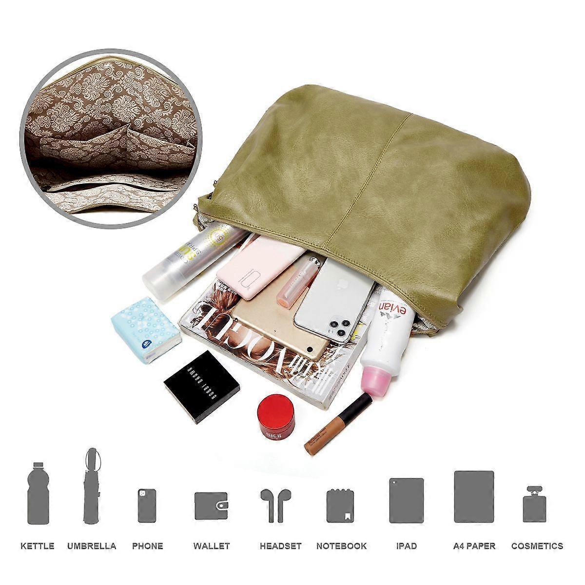 Women's Soft Leather Tote Bags 3pcs Fashion Handbag Wallet Shoulder Purse Set - Image 5