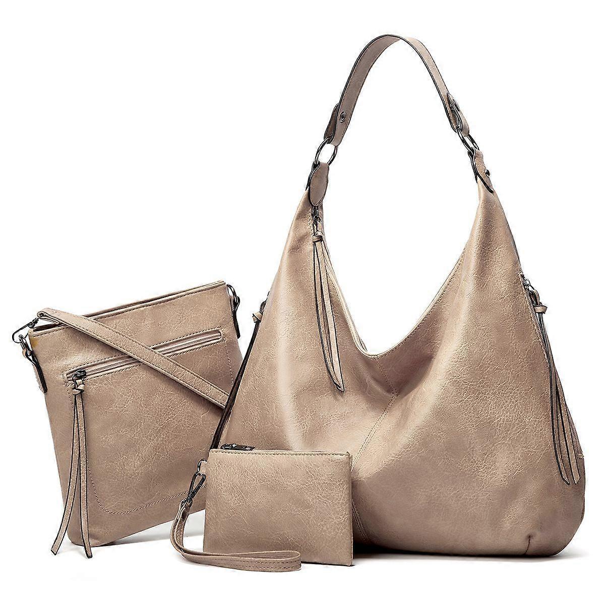Women's Soft Leather Tote Bags 3pcs Fashion Handbag Wallet Shoulder Purse Set - Image 1
