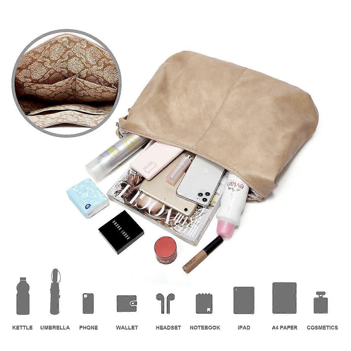 Women's Soft Leather Tote Bags 3pcs Fashion Handbag Wallet Shoulder Purse Set - Image 5