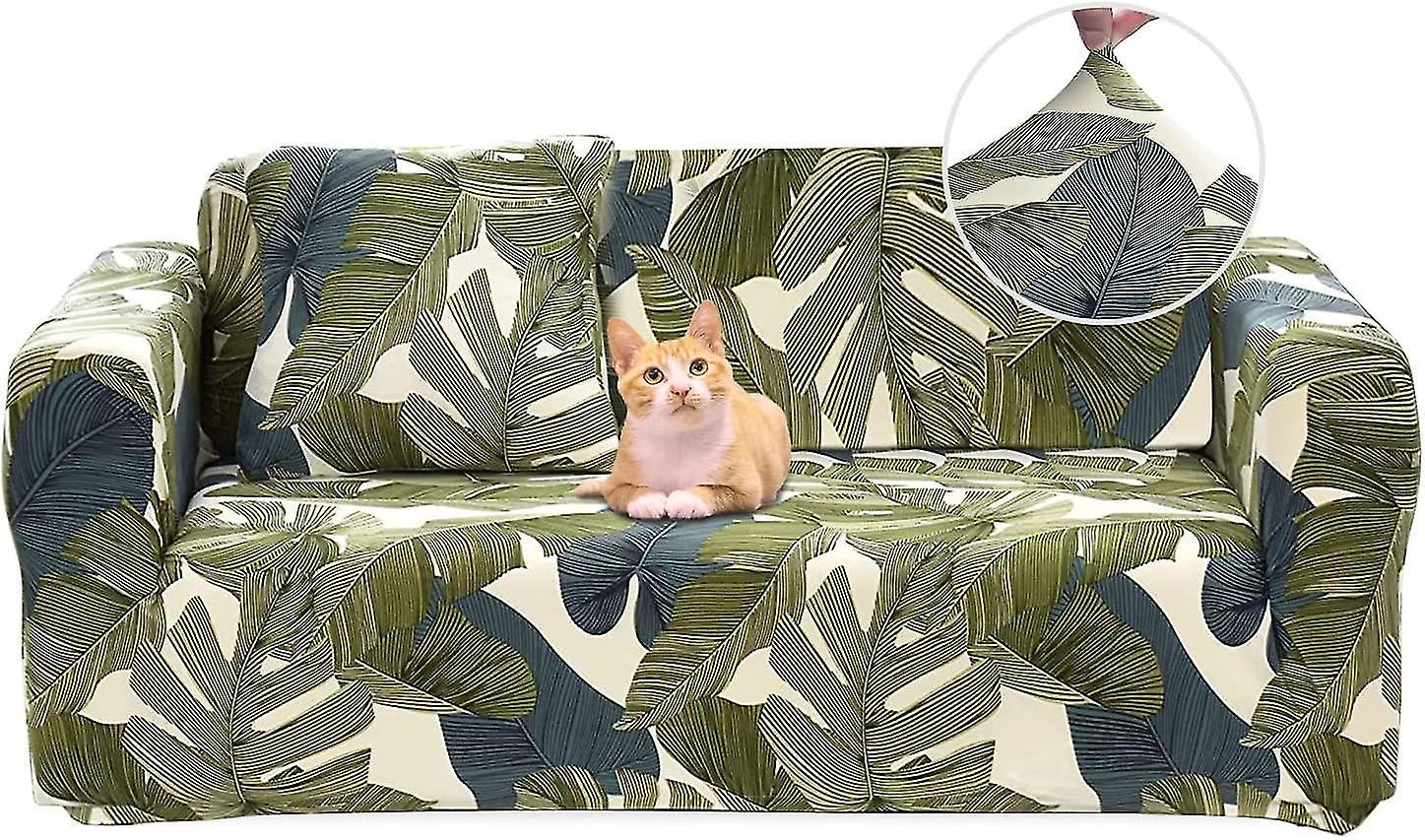 2 Seater Sofa Cover Elastic Spandex Sofa Cover with Armrests - Green 145-185cm - Image 1