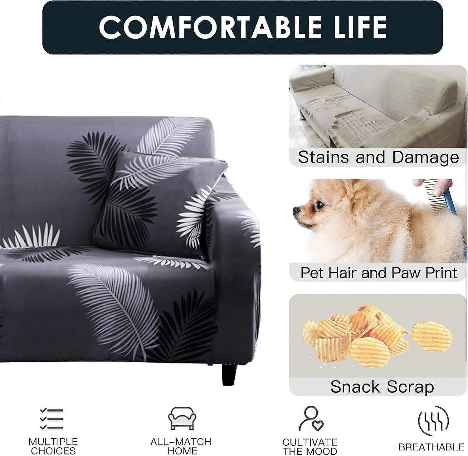 3 Seater Sofa Cover with Armrests and 1 Cushion Cover Stretch Protector - Image 3
