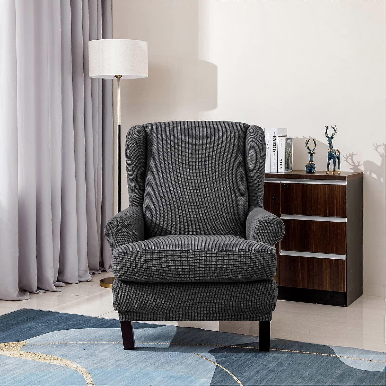 Stretch Armchair Sofa Cover Elastic Relax Fit Protector - Dark Gray - Image 2