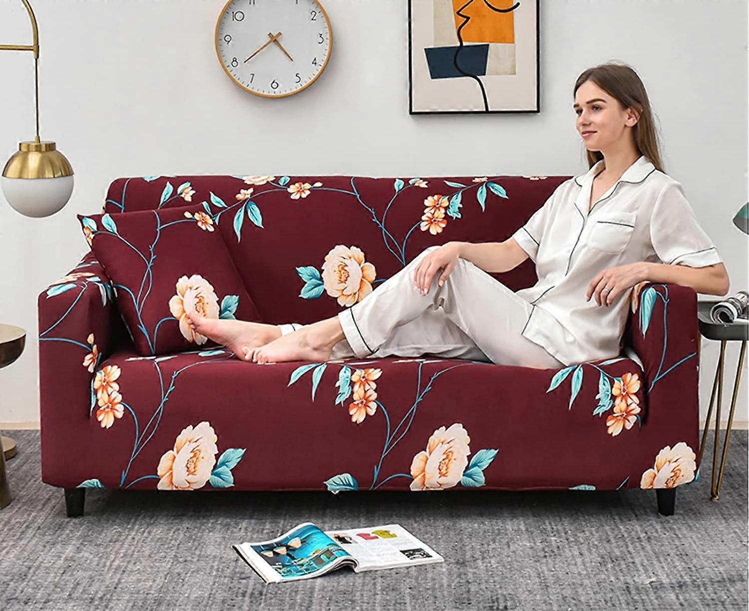 2 Seater Jacquard Elastic Sofa Cover Anti-Slip Stretch Slipcover - Image 2
