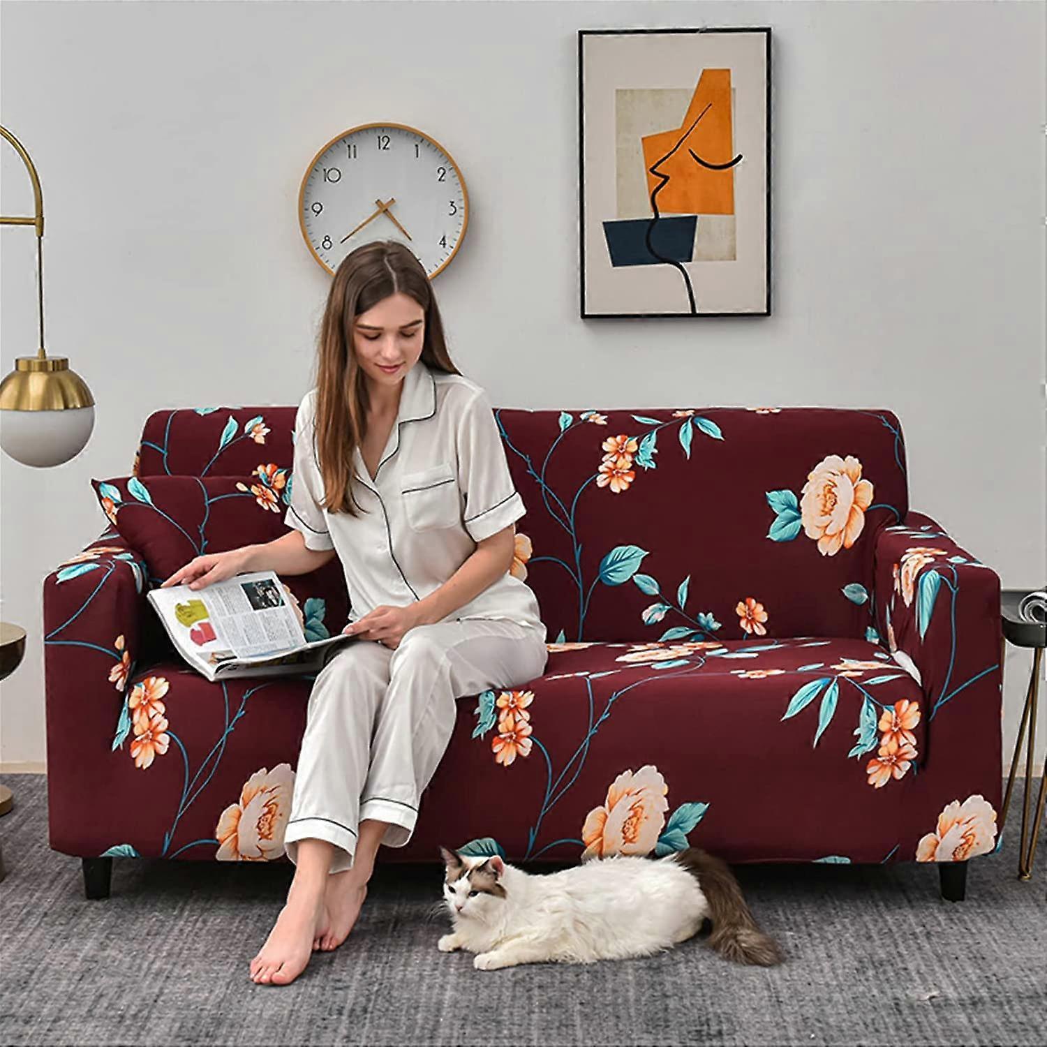 2 Seater Jacquard Elastic Sofa Cover Anti-Slip Stretch Slipcover - Image 4