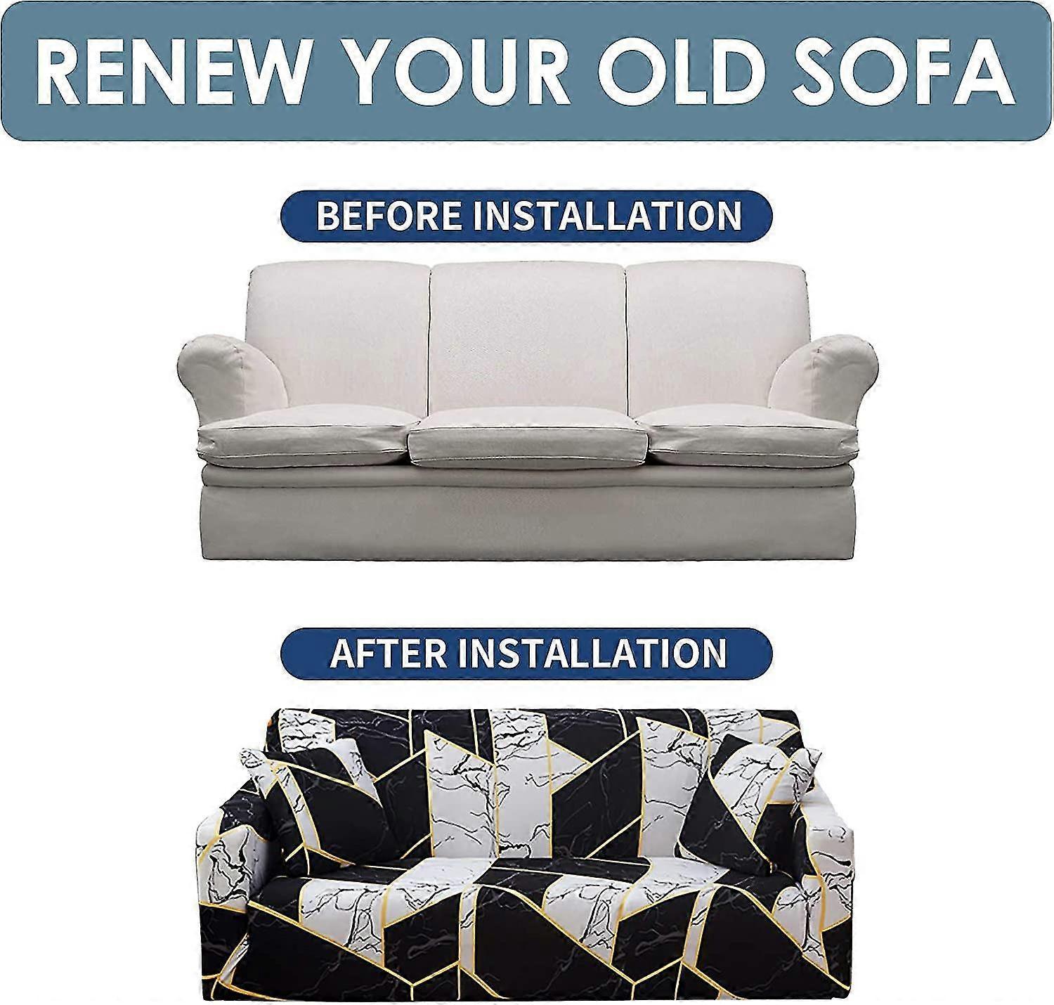 2 Seater Elastic Sofa Cover with Armrests Armchair Furniture Protector Universal Fit - Image 2