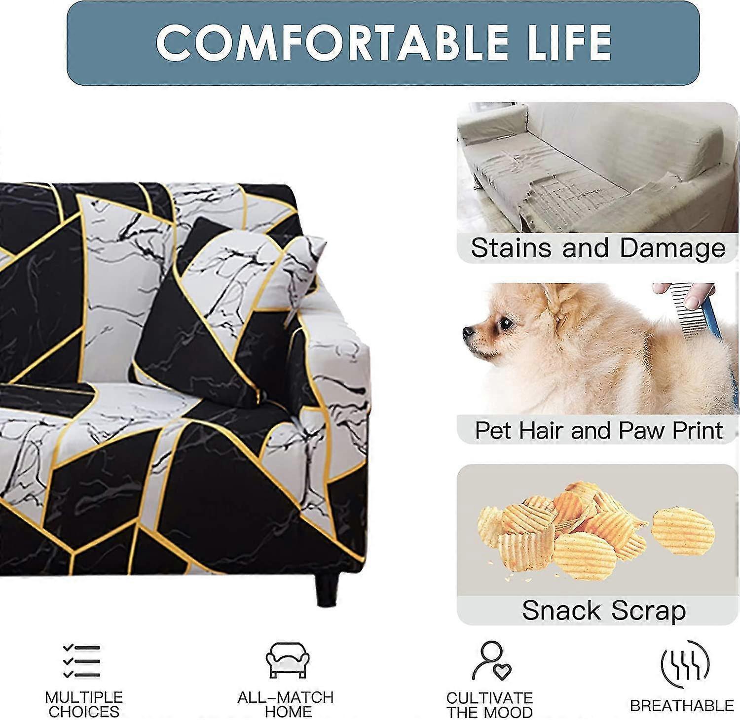 2 Seater Elastic Sofa Cover with Armrests Armchair Furniture Protector Universal Fit - Image 4