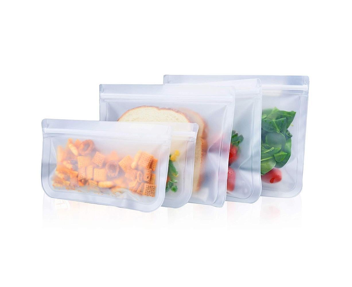 5Pcs Reusable Frosted Self Sealed Sandwiches Food Freezer Storage Bag Organizer - Image 1