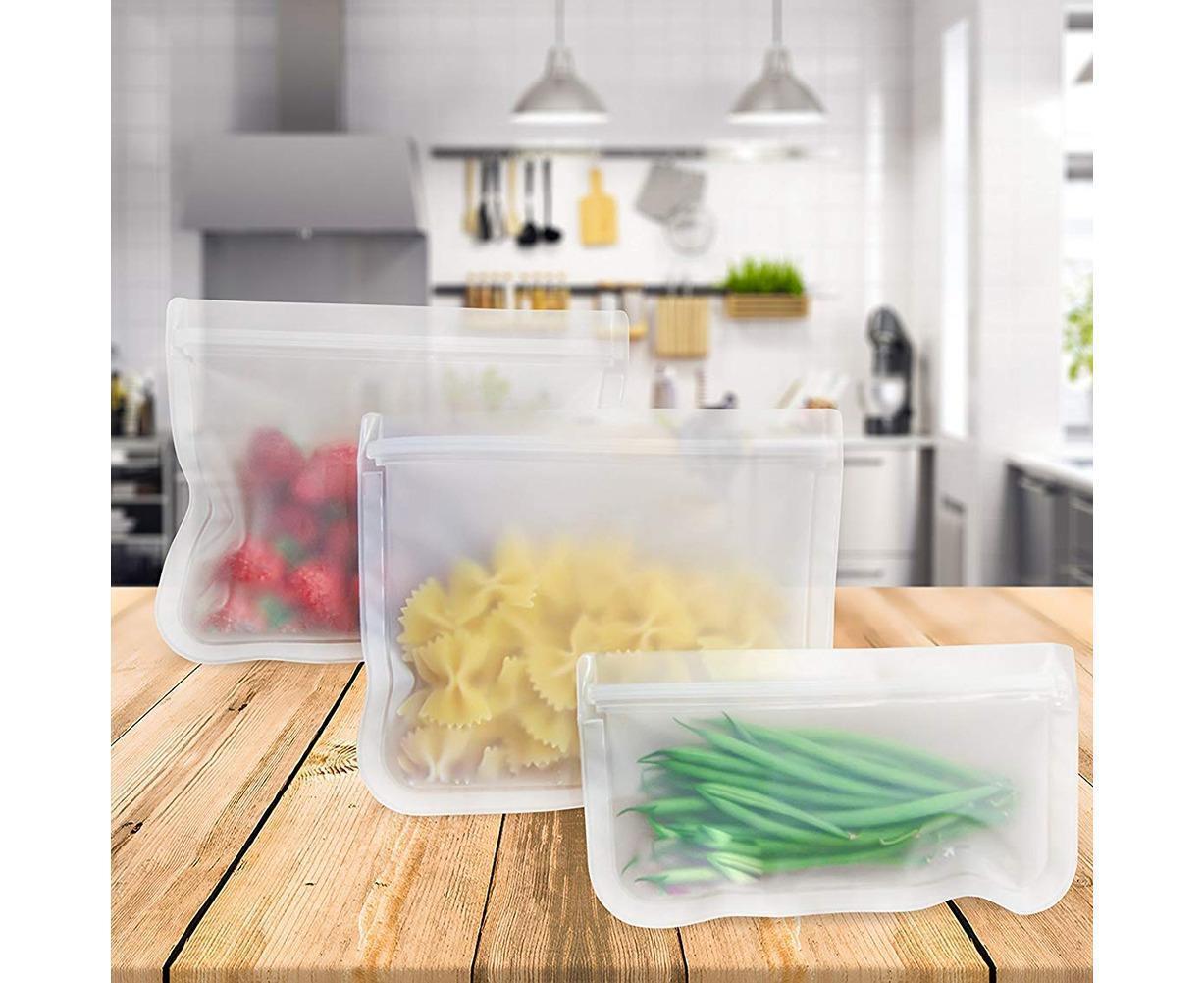 5Pcs Reusable Frosted Self Sealed Sandwiches Food Freezer Storage Bag Organizer - Image 2