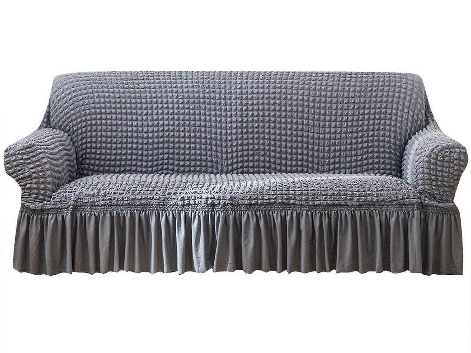 Stretch Sofa Cover for 2 Seats - Grey Slipcover - Image 1