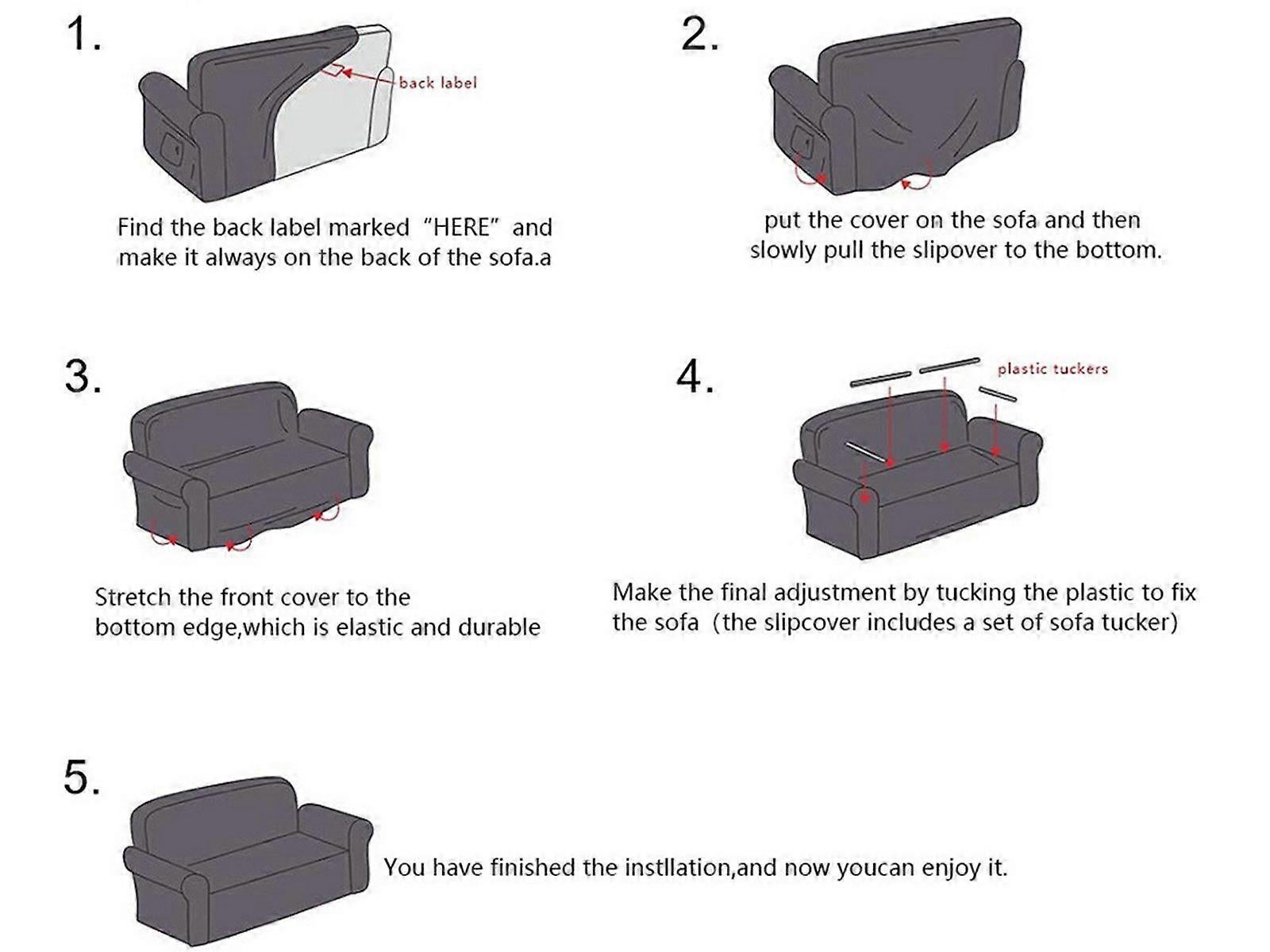 Stretch Sofa Cover for 2 Seats - Grey Slipcover - Image 3
