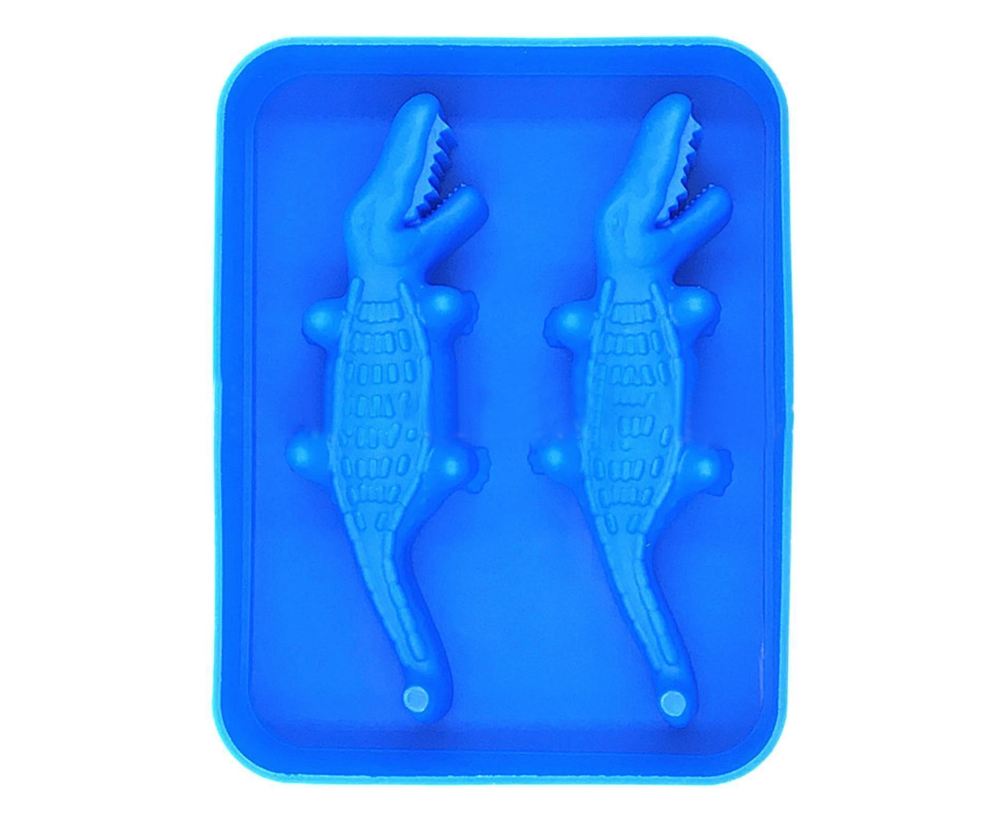 Ice Mould Tray Creative 3D Crocodile Shape Silicone Mold-Dark Blue - Image 1