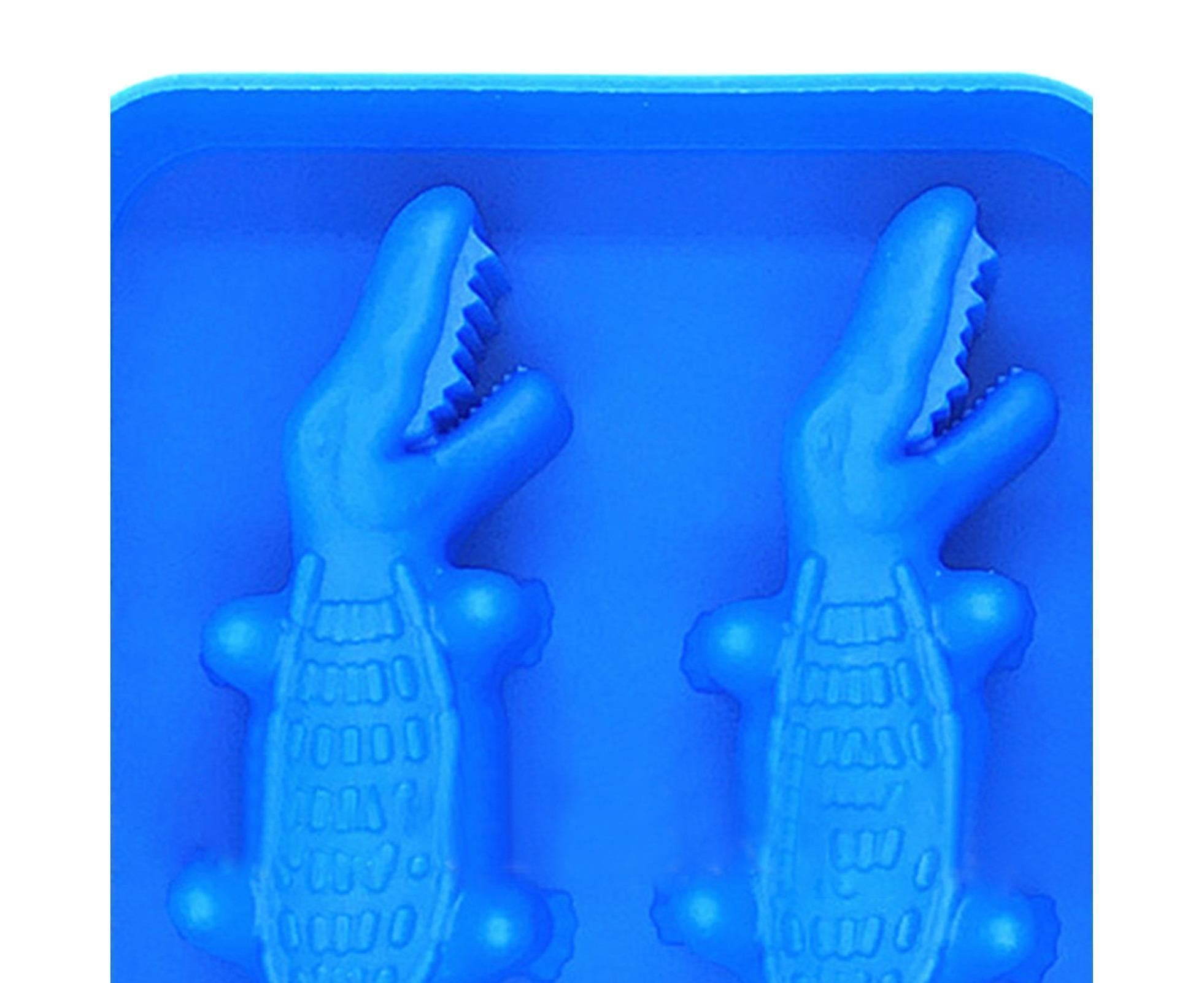 Ice Mould Tray Creative 3D Crocodile Shape Silicone Mold-Dark Blue - Image 2