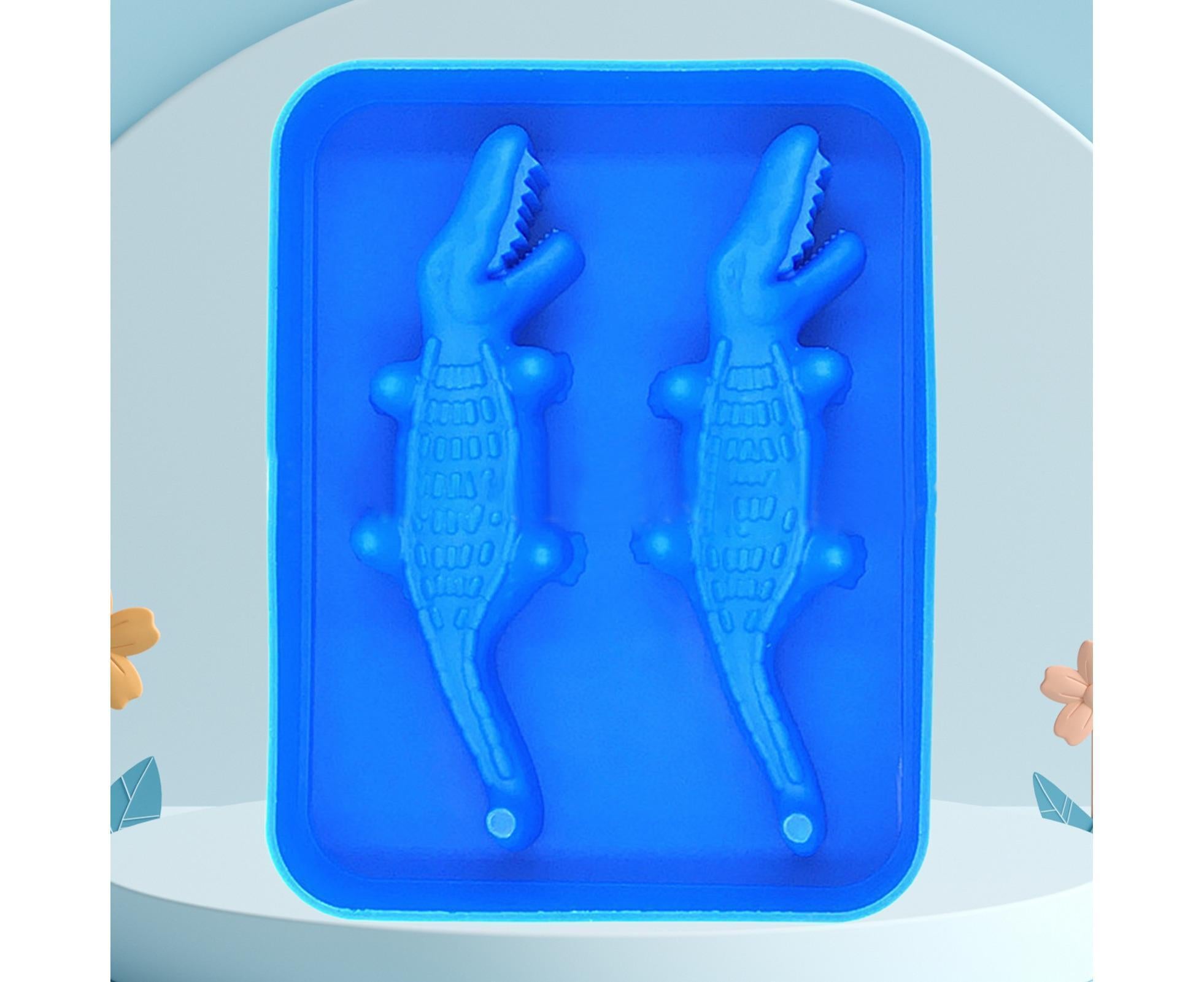 Ice Mould Tray Creative 3D Crocodile Shape Silicone Mold-Dark Blue - Image 3