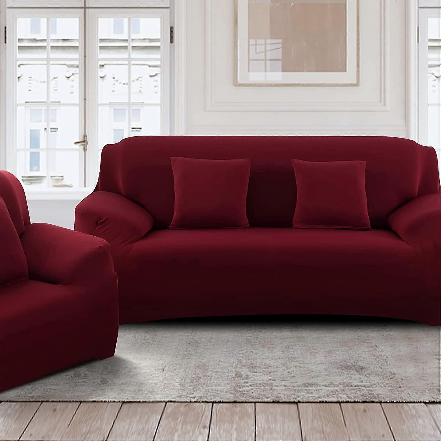 2 Seater Square Stretch Sofa Cover with Armrests and Cushion Covers - Image 2