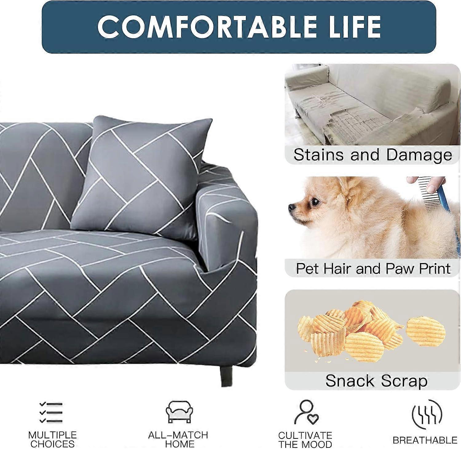 Stretch Sofa Cover 2 Seater with Armrests 110-160cm - Image 4