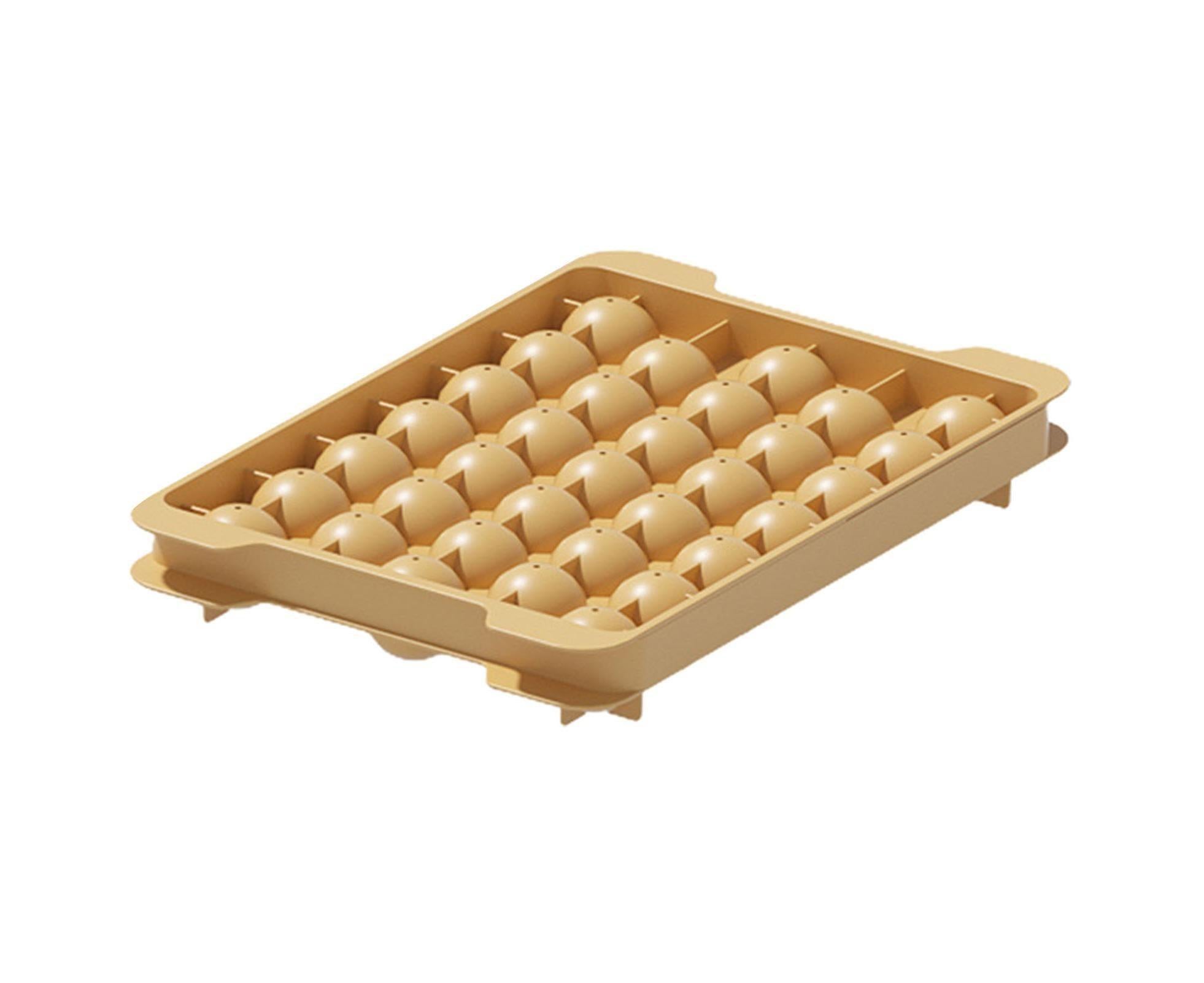 Ice Cube Mold Compartment Large Capacity PP Multi-grid Lidded Ice Ball Maker Kitchen Supplies-Yellow - Image 1
