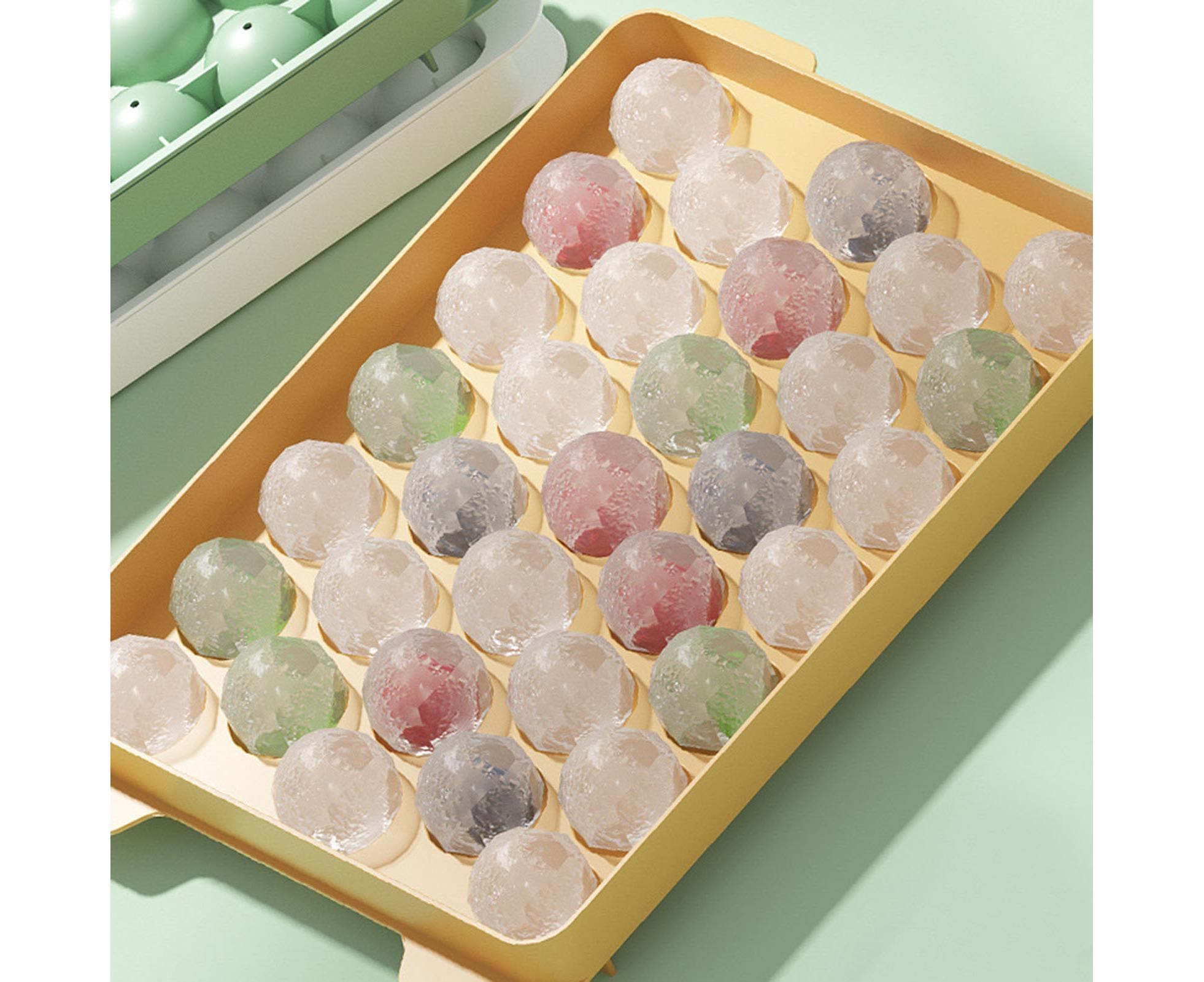 Ice Cube Mold Compartment Large Capacity PP Multi-grid Lidded Ice Ball Maker Kitchen Supplies-Yellow - Image 2