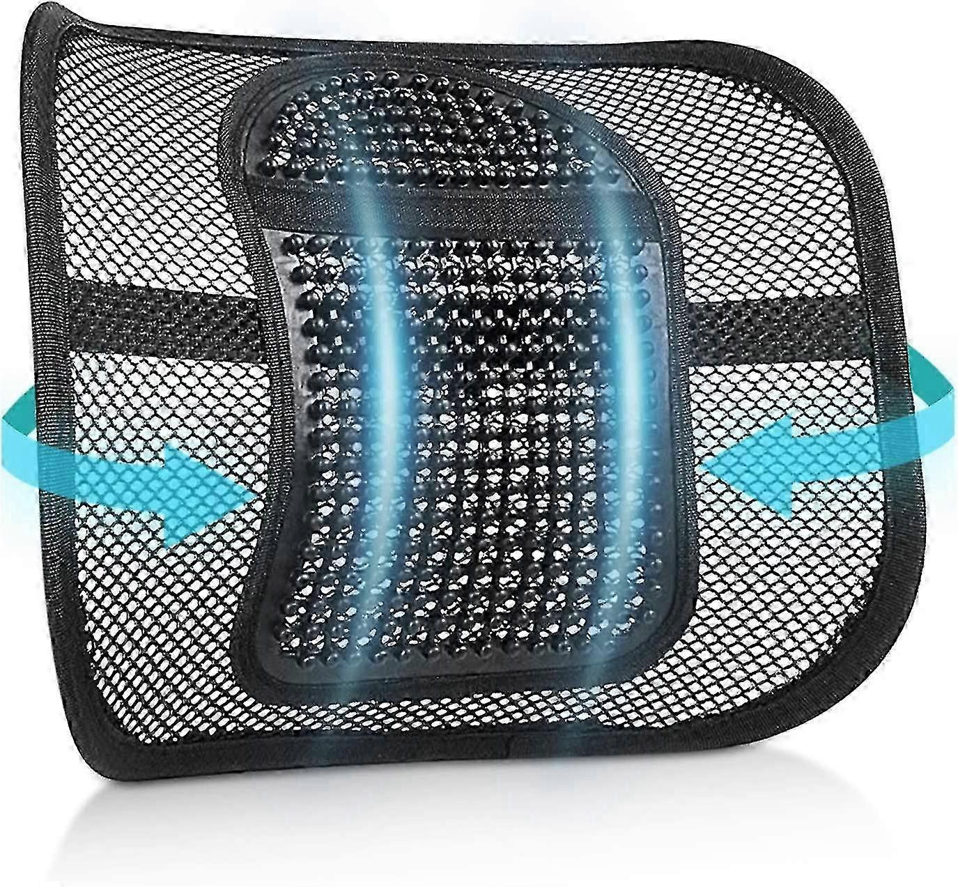 Mesh Lumbar Support - Breathable Back Cushion with Elastic Straps for Chair or Car - Image 1