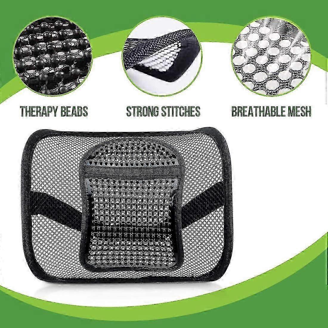 Mesh Lumbar Support - Breathable Back Cushion with Elastic Straps for Chair or Car - Image 2