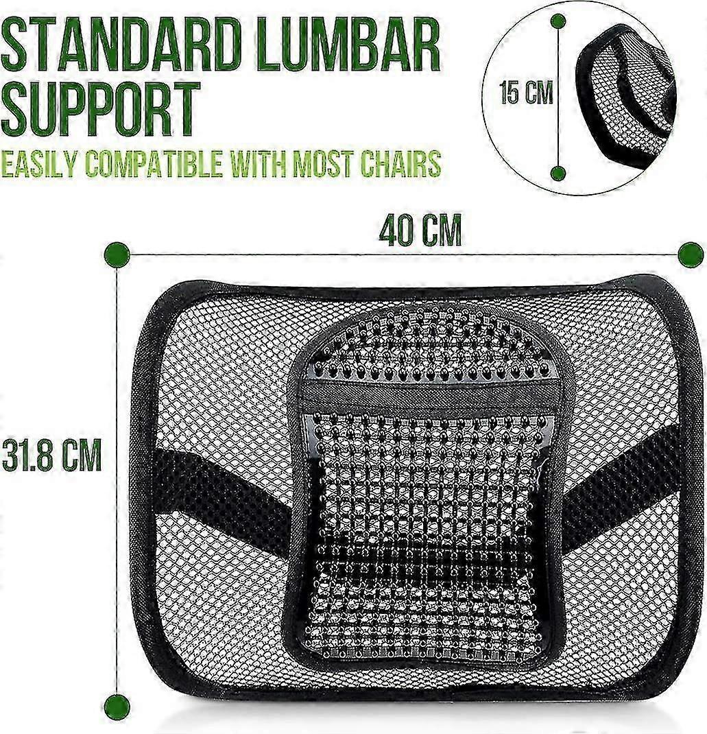 Mesh Lumbar Support - Breathable Back Cushion with Elastic Straps for Chair or Car - Image 4