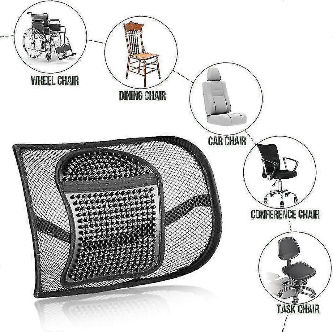 Mesh Lumbar Support - Breathable Back Cushion with Elastic Straps for Chair or Car - Image 5