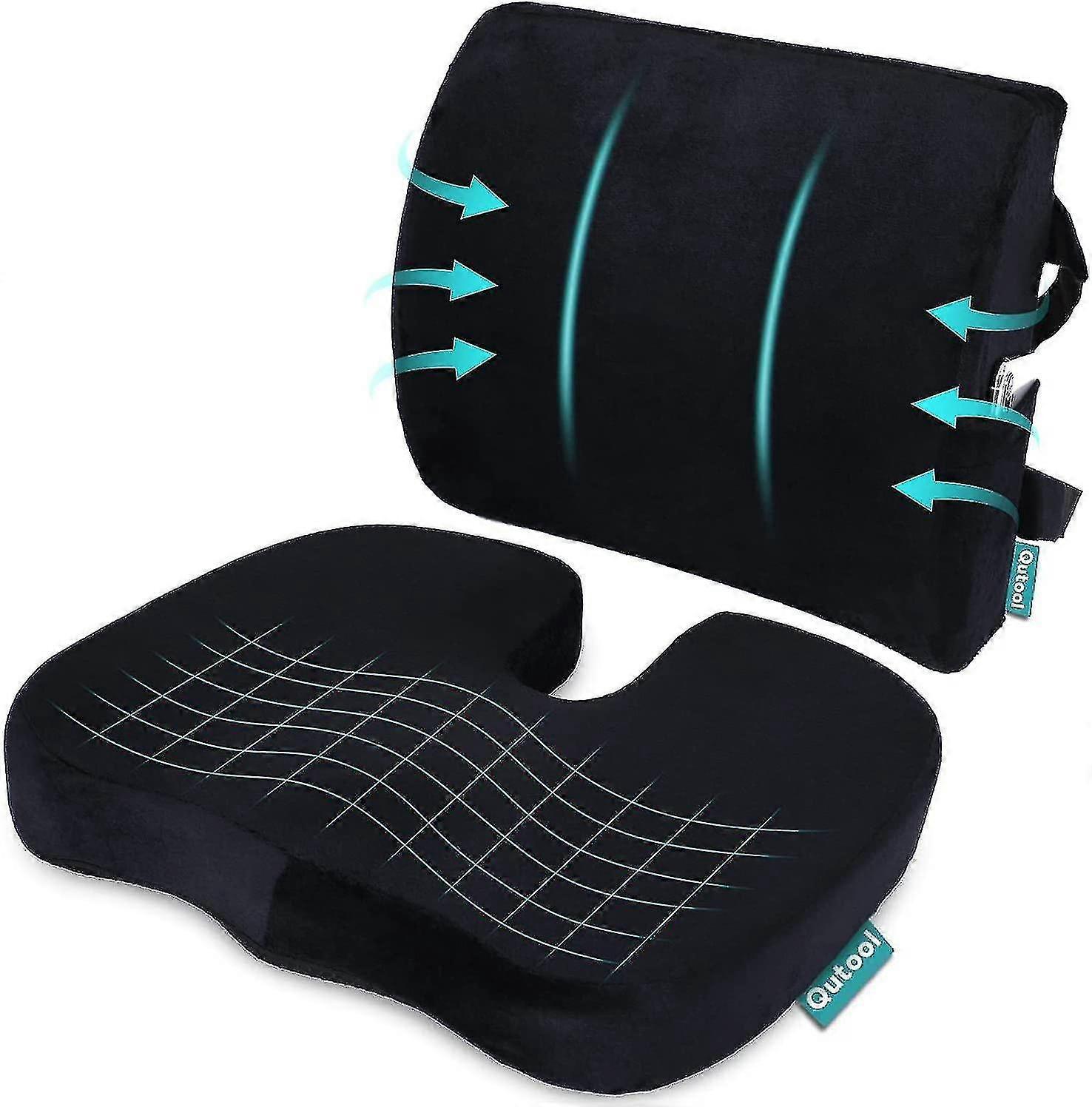 Memory Foam Seat & Back Cushion Set - Ergonomic Support for Car or Office Chairs - Image 2