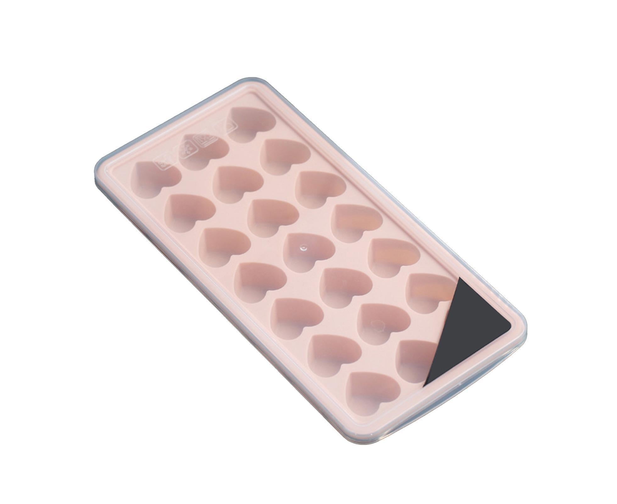 Ice Mold Portable Easy Clean Silicone Anti-slip Heart-shaped 21 Grids Ice Cube Mould for Home-Pink - Image 1