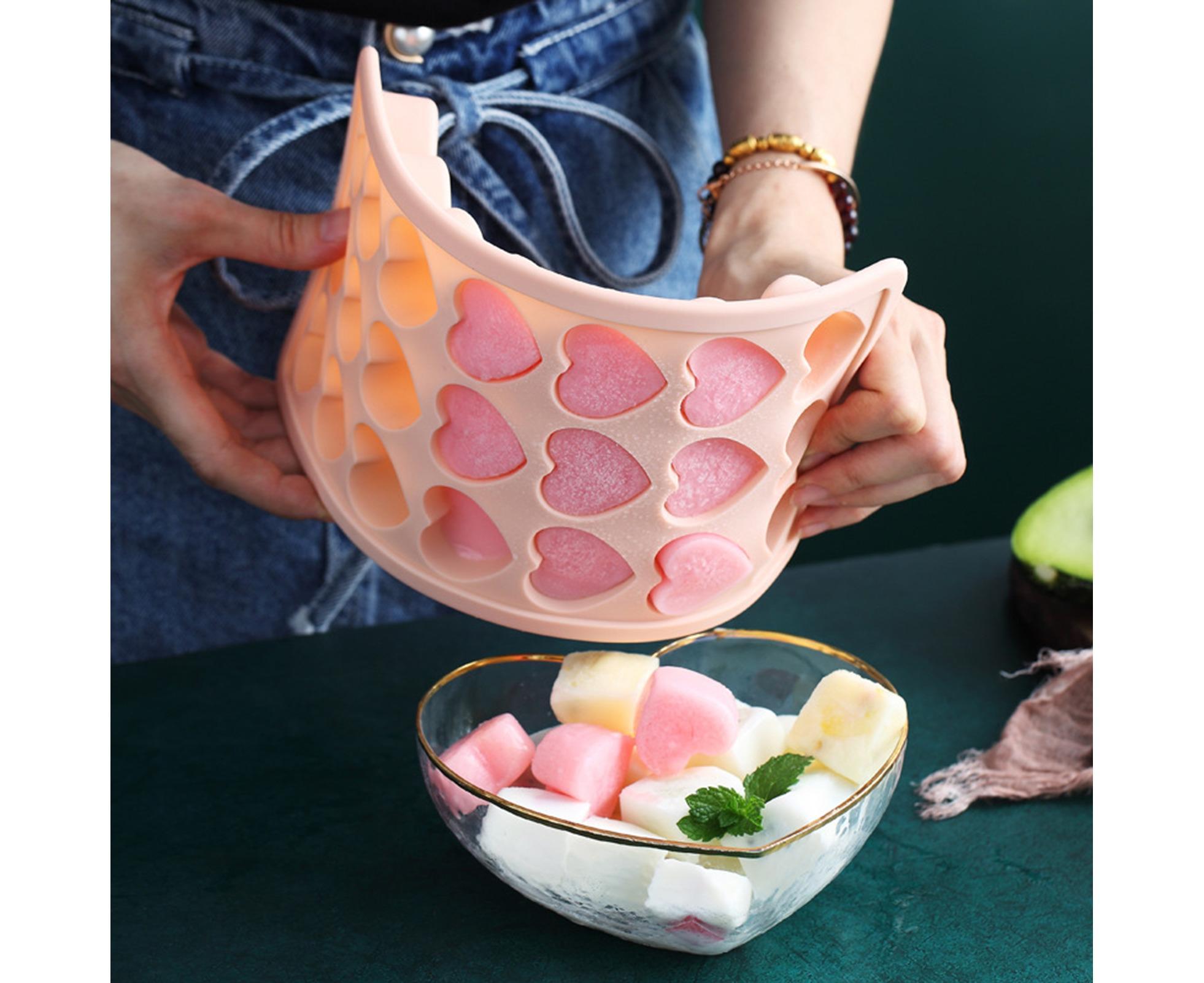 Ice Mold Portable Easy Clean Silicone Anti-slip Heart-shaped 21 Grids Ice Cube Mould for Home-Pink - Image 3
