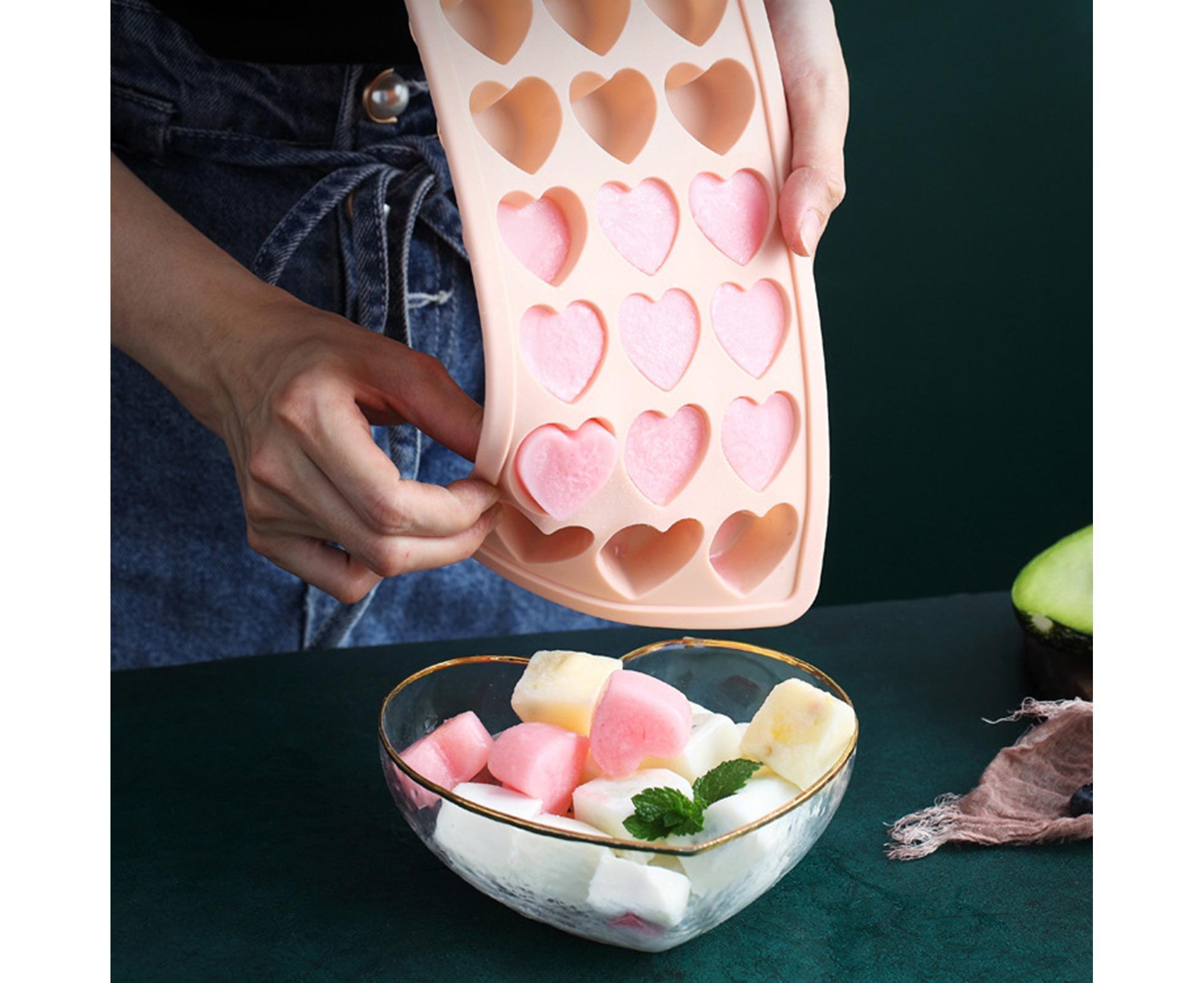 Ice Mold Portable Easy Clean Silicone Anti-slip Heart-shaped 21 Grids Ice Cube Mould for Home-Pink - Image 4