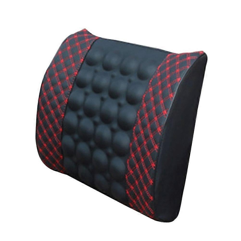 Electric Massage Lumbar Cushion - DC12V Waist Support Pad (Black & Red) - Image 1