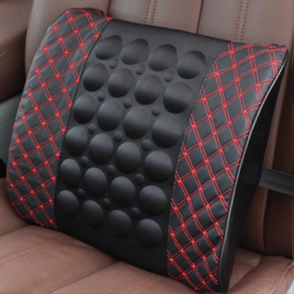 Electric Massage Lumbar Cushion - DC12V Waist Support Pad (Black & Red) - Image 2