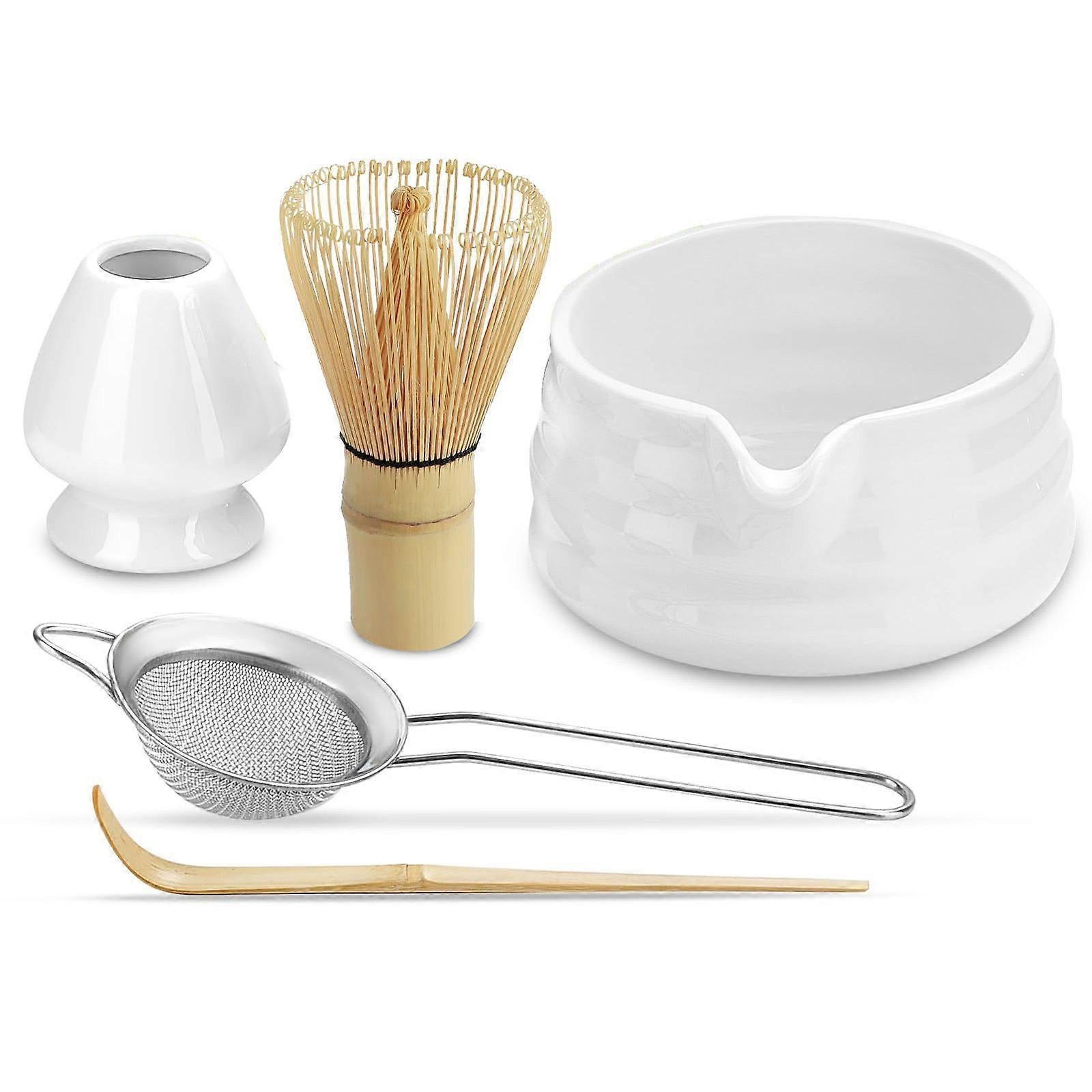 Matcha Whisk Set (5pcs) - Bowl, Bamboo Whisk, Scoop & Holder - Image 1