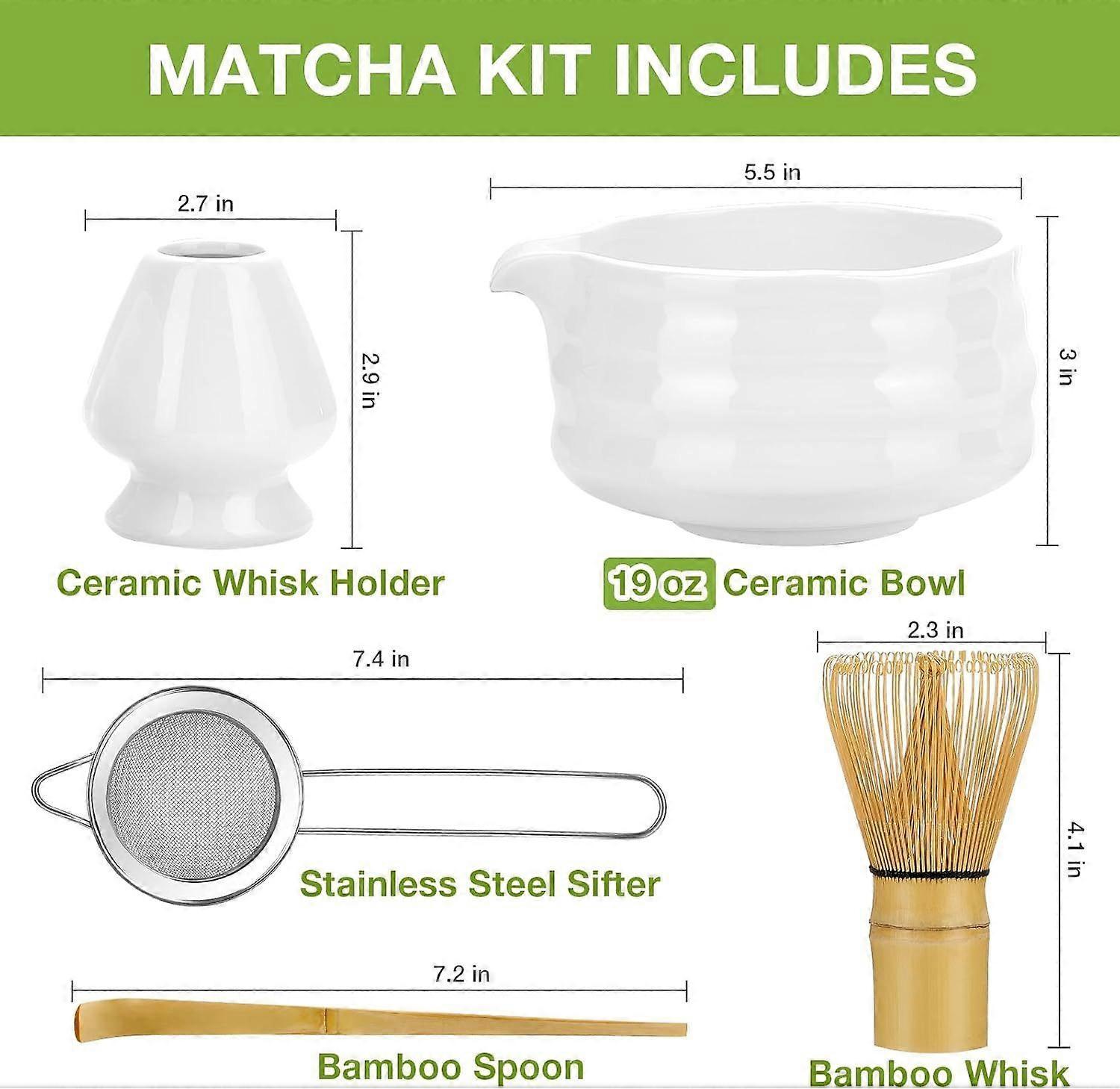 Matcha Whisk Set (5pcs) - Bowl, Bamboo Whisk, Scoop & Holder - Image 2
