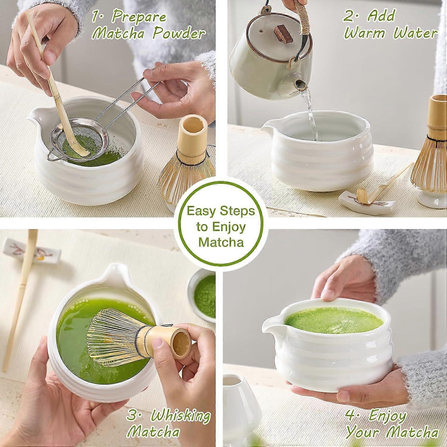 Matcha Whisk Set (5pcs) - Bowl, Bamboo Whisk, Scoop & Holder - Image 4