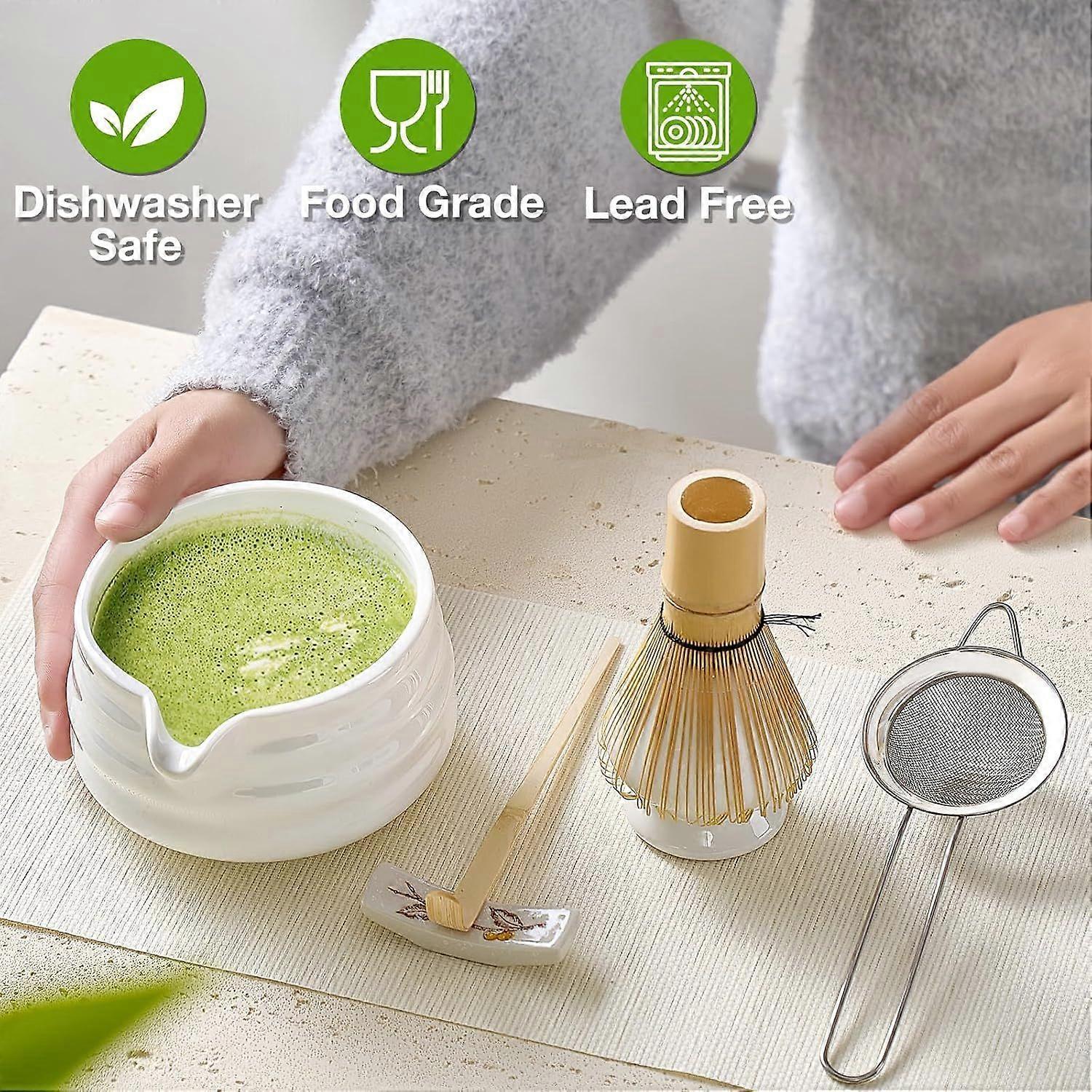 Matcha Whisk Set (5pcs) - Bowl, Bamboo Whisk, Scoop & Holder - Image 5