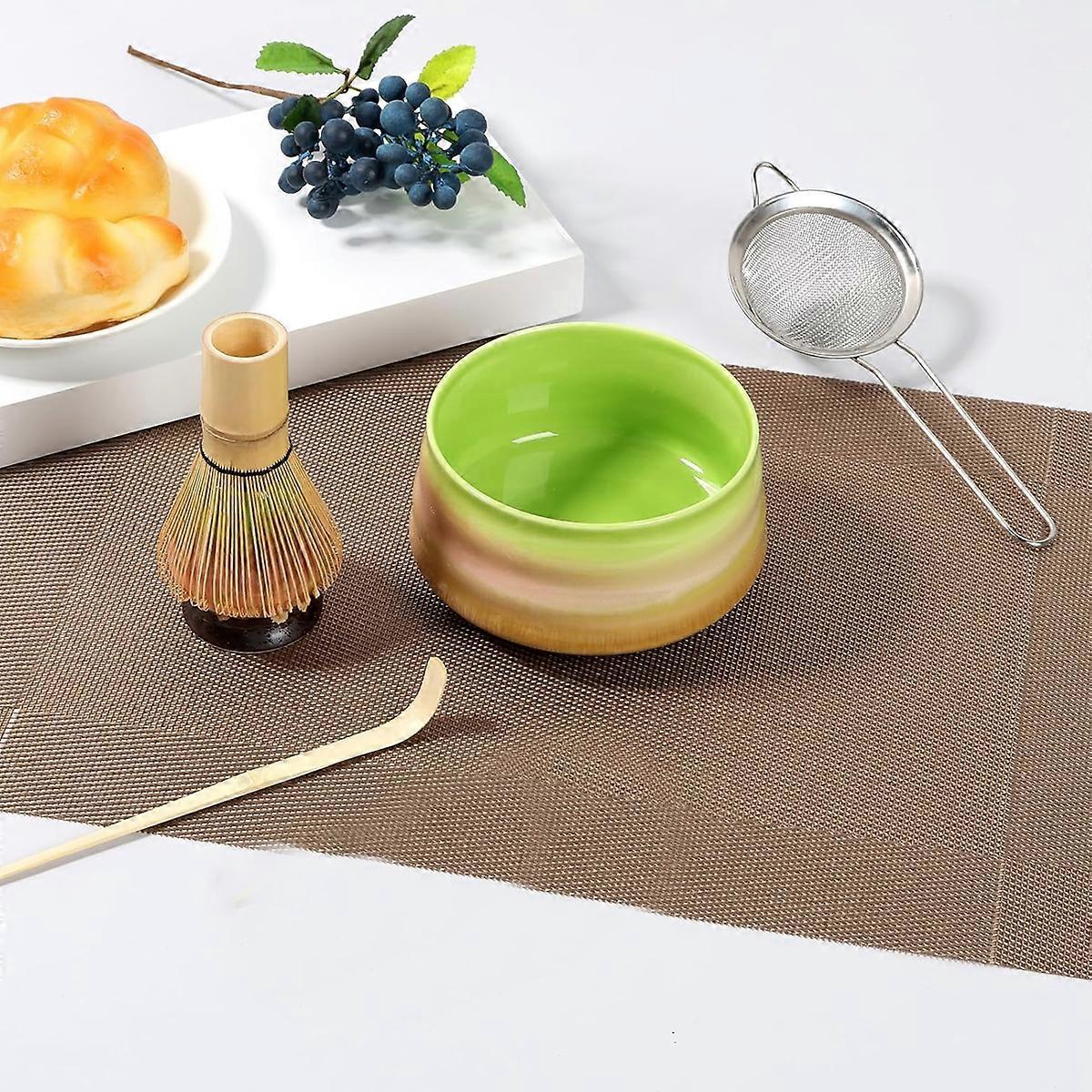 Matcha Kit (5pcs) - Bowl with Spout, Bamboo Whisk, Scoop, Holder, Stainless Sifter - Image 5