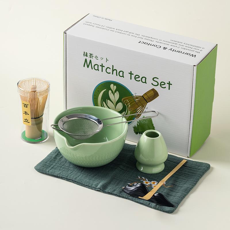 6pcs Matcha Whisk Set - Traditional Bowl, Teaspoon, Portable Sifter - Image 1