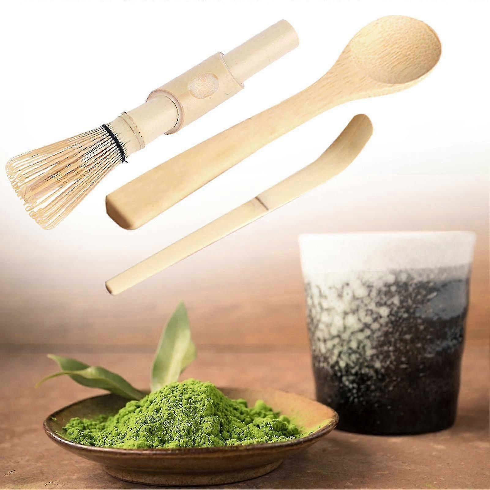 3pcs Bamboo Matcha Making Set - Whisk, Hooked Bamboo Scoop, Chashaku, Teaspoon - Image 1