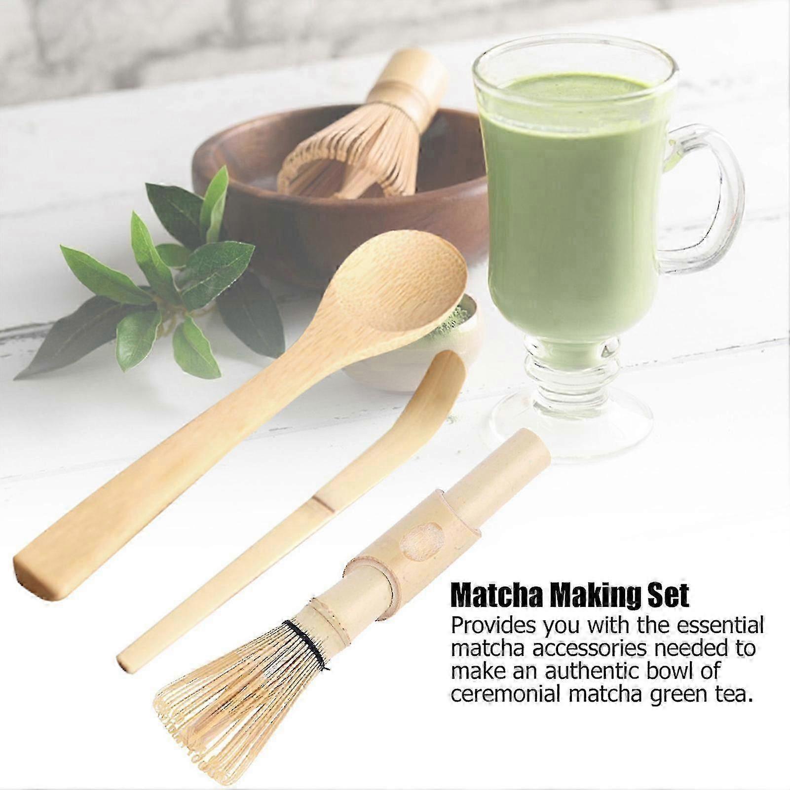 3pcs Bamboo Matcha Making Set - Whisk, Hooked Bamboo Scoop, Chashaku, Teaspoon - Image 3