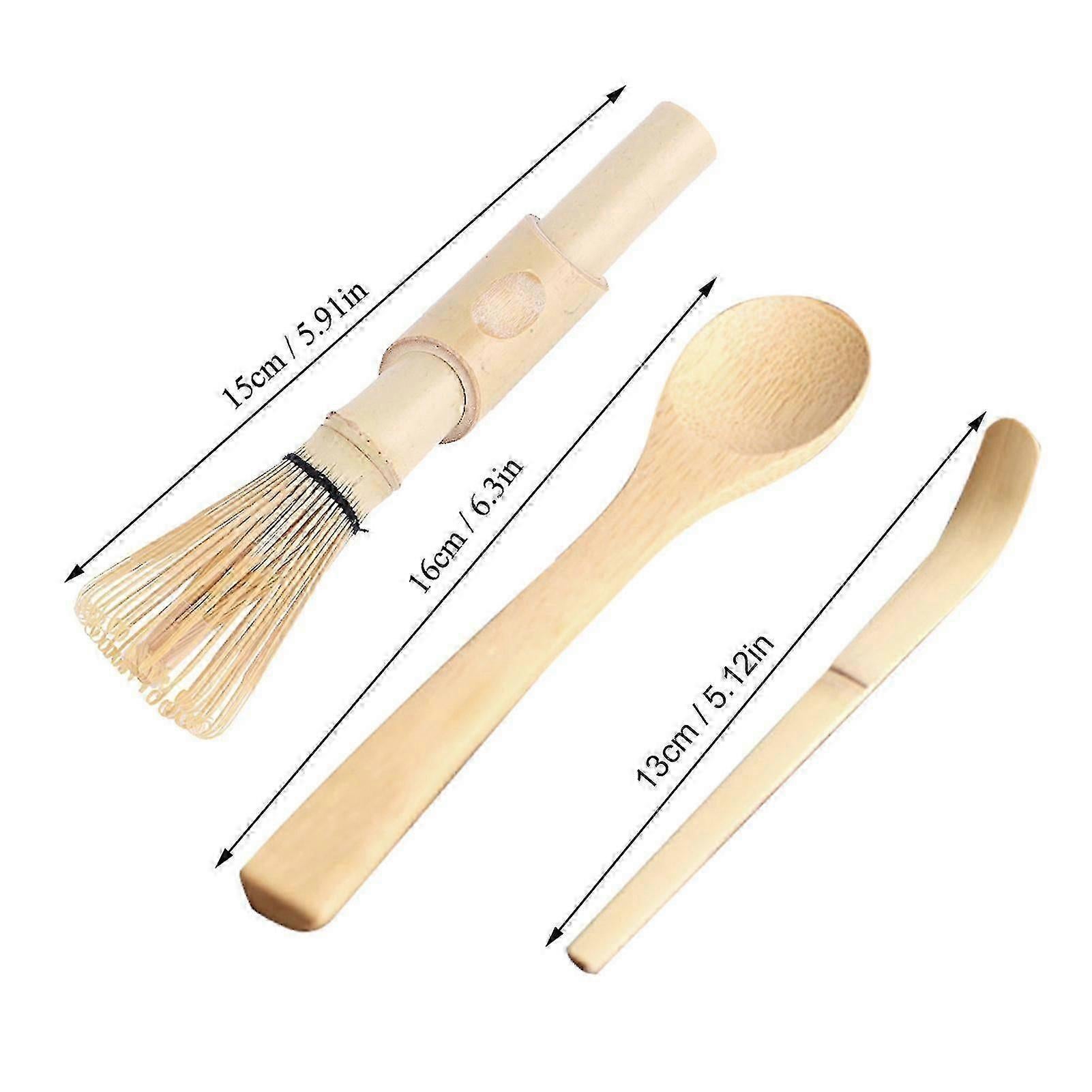 3pcs Bamboo Matcha Making Set - Whisk, Hooked Bamboo Scoop, Chashaku, Teaspoon - Image 4